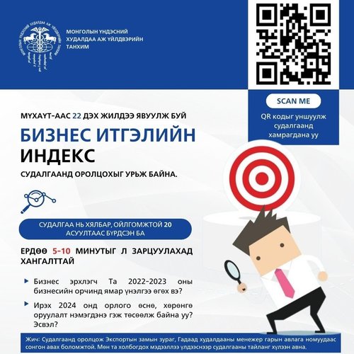 БИЗНЕС ИТГЭЛИЙН ИНДЕКС” СУДАЛГААНД ОРОЛЦОХЫГ УРЬЖ БАЙНА